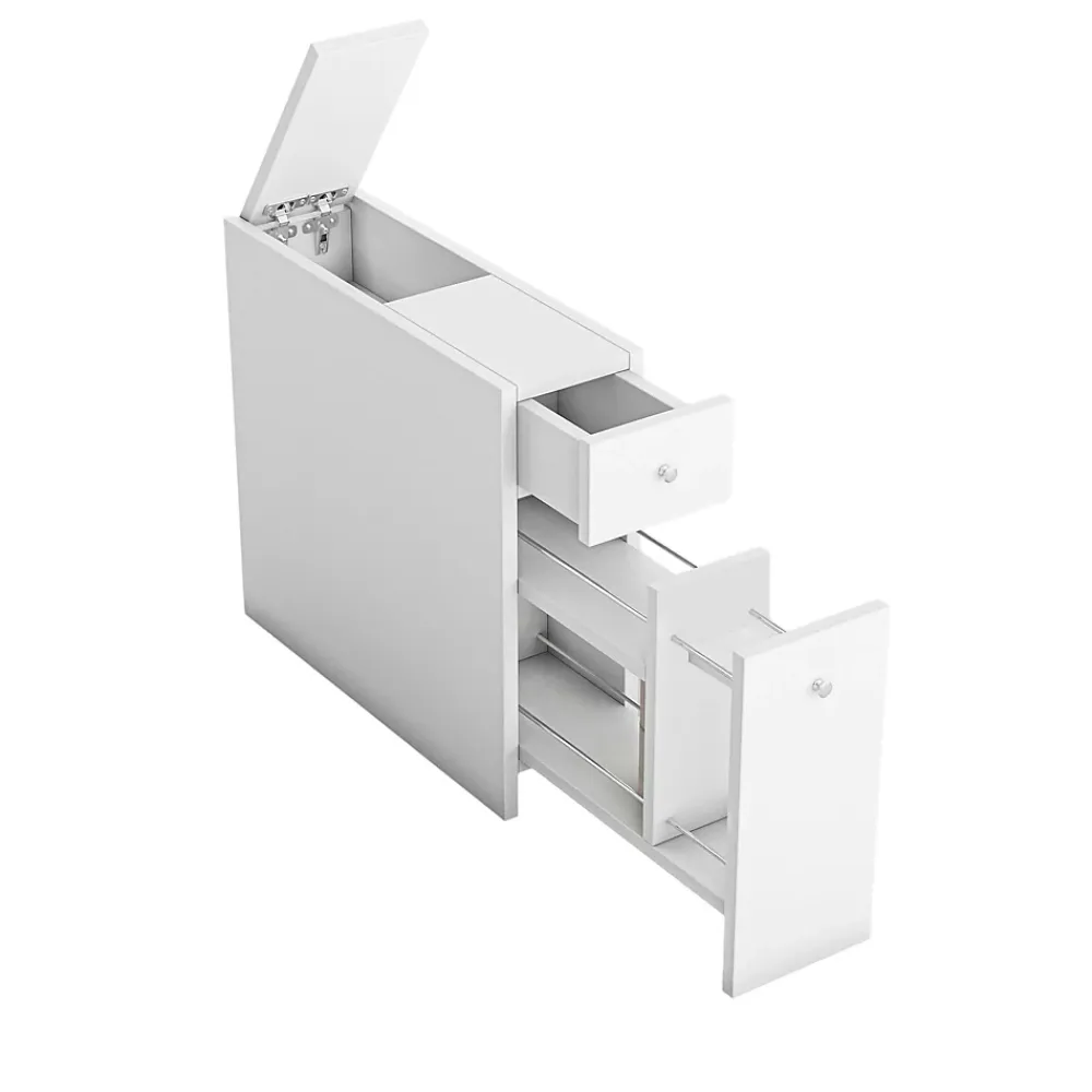 Pier Import Meuble WC blanc, 2 tiroirs rangement 1 porte MARFA