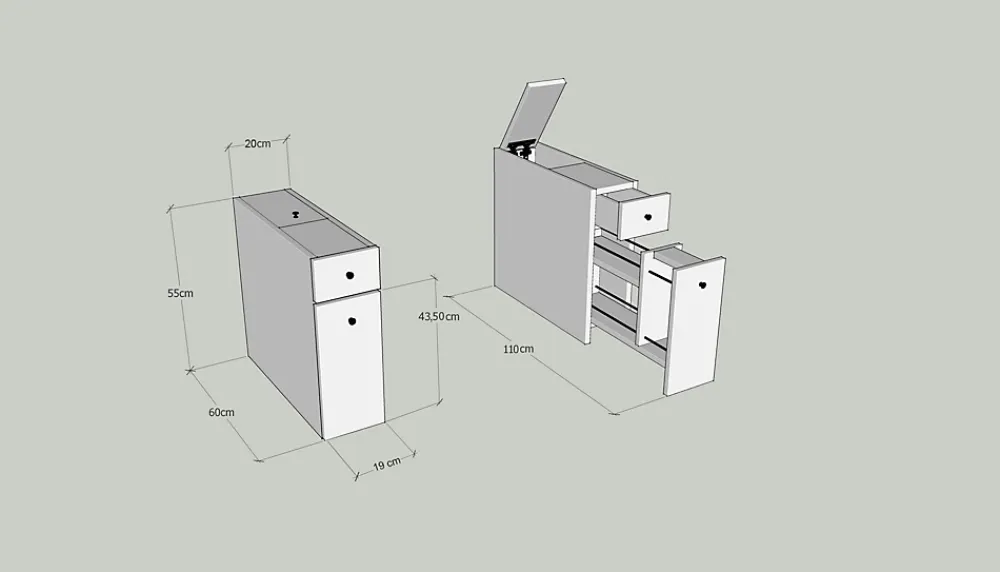 Pier Import Meuble WC blanc, 2 tiroirs rangement 1 porte MARFA