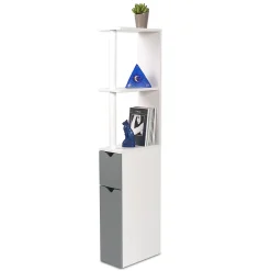 Meuble Wc|Facility'S Meuble WC effet bois avec 2 portes grises