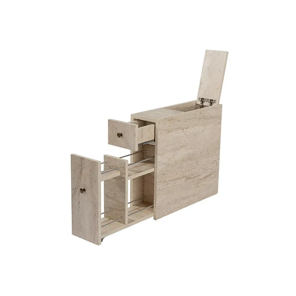 Pier Import Meuble WC effet travertin, 2 tiroirs 1 porte MARFA