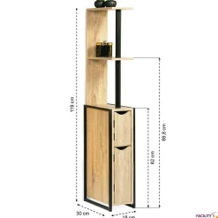 Facility'S Meuble WC en bois et métal - 18 x 30 x 119 cm - FACILITYS