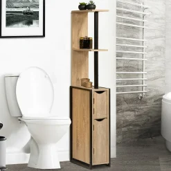 Facility'S Meuble WC en bois et métal - 18 x 30 x 119 cm - FACILITYS