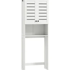 Meuble Wc|Homcom Meuble WC meuble dessus toilettes style classique chic 2 portes étagère niche blanc