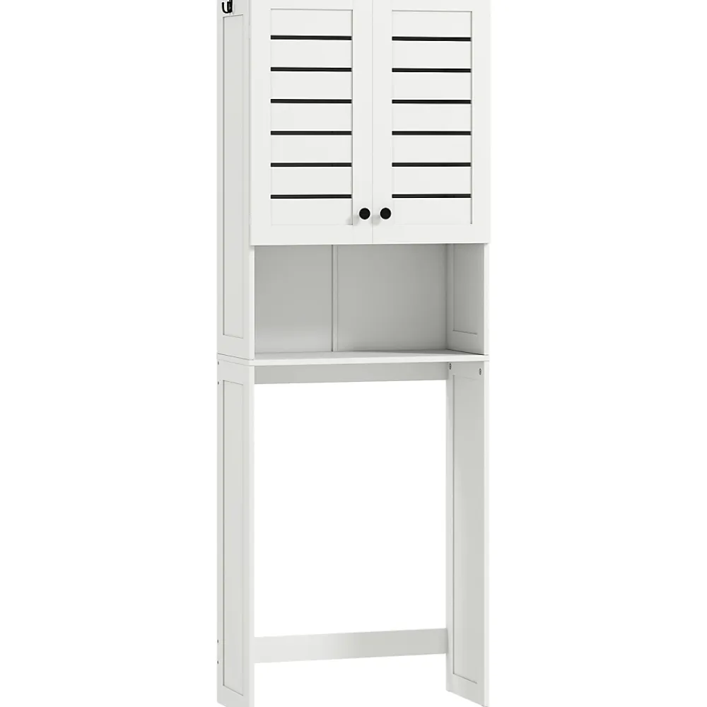 Meuble Wc|Homcom Meuble WC meuble dessus toilettes style classique chic 2 portes étagère niche blanc