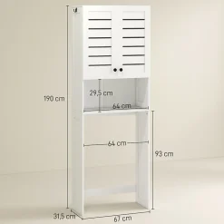 Meuble Wc|Homcom Meuble WC meuble dessus toilettes style classique chic 2 portes étagère niche blanc