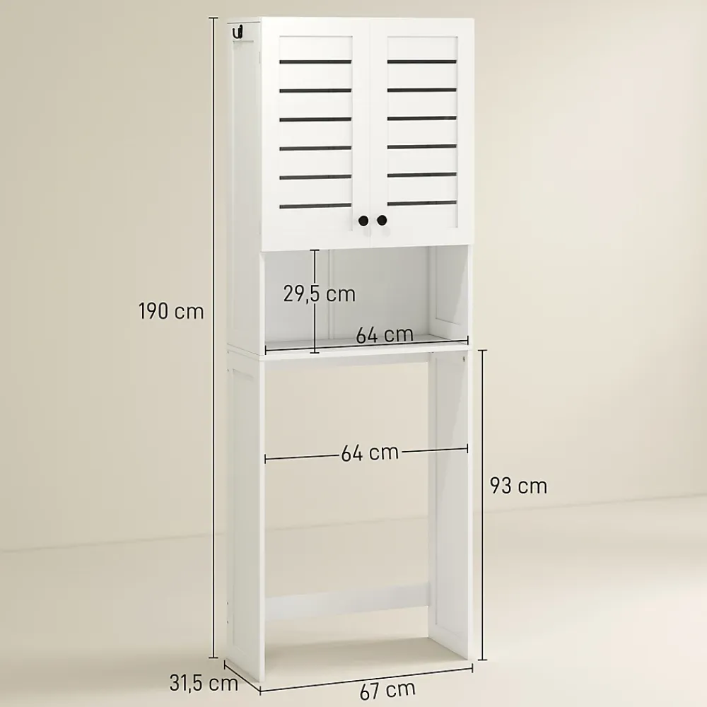 Meuble Wc|Homcom Meuble WC meuble dessus toilettes style classique chic 2 portes étagère niche blanc