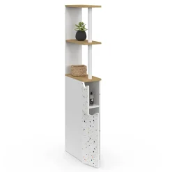 Meuble Wc|IDMarket Meuble WC étagère WILLY 2 portes motif terrazzo et hêtre