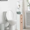 IDMarket Meuble WC étagère WILLY bois 3 portes blanc et hêtre