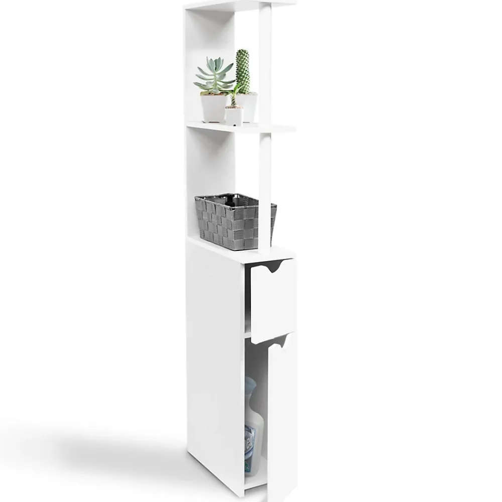 IDMarket Meuble WC étagère WILLY bois 2 portes blanc