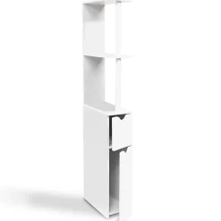 IDMarket Meuble WC étagère WILLY bois 2 portes blanc