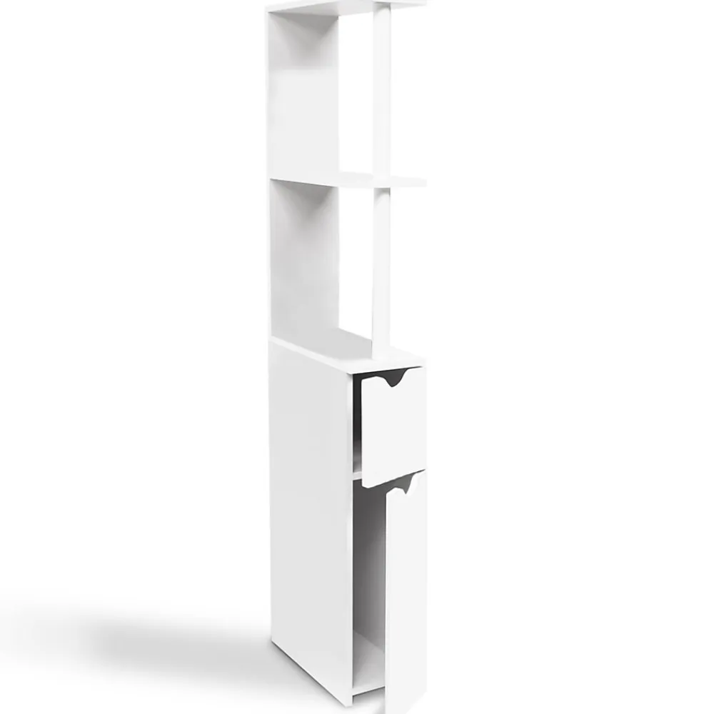 IDMarket Meuble WC étagère WILLY bois 2 portes blanc