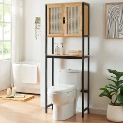 [En.Casa] Meuble WC Tervola 172 x 63 x 27 cm noir naturel en.casa