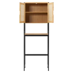 [En.Casa] Meuble WC Tervola 172 x 63 x 27 cm noir naturel en.casa