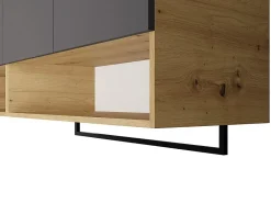Vente-unique Meubles de buanderie pour machine à laver avec plan de travail - L182 cm - Anthracite et naturel clair - NATAJI