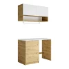 Meuble Buanderie|Vente-unique Meubles de buanderie pour machine à laver avec plan de travail - L122 cm - Blanc et naturel clair - NATAJI