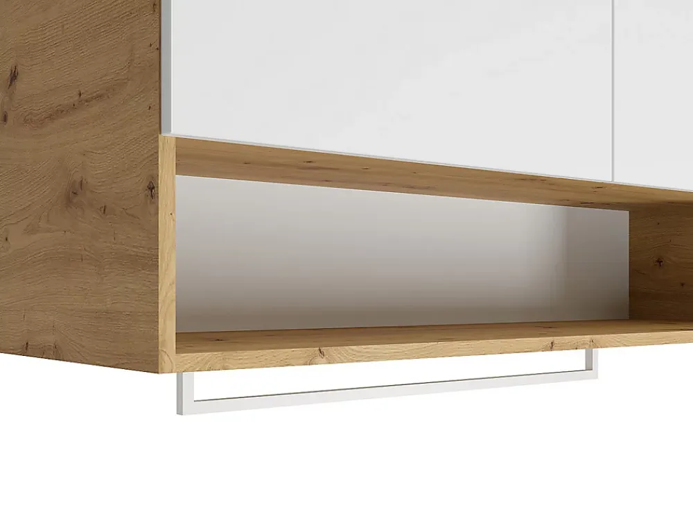Meuble Buanderie|Vente-unique Meubles de buanderie pour machine à laver avec plan de travail - L122 cm - Blanc et naturel clair - NATAJI
