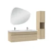 Ensemble Meuble De Salle De Bains|AICA Sanitaire Meubles double vasque 120cm vasque et colonne et miroir 3 couleurs lumineux Chêne Wotan