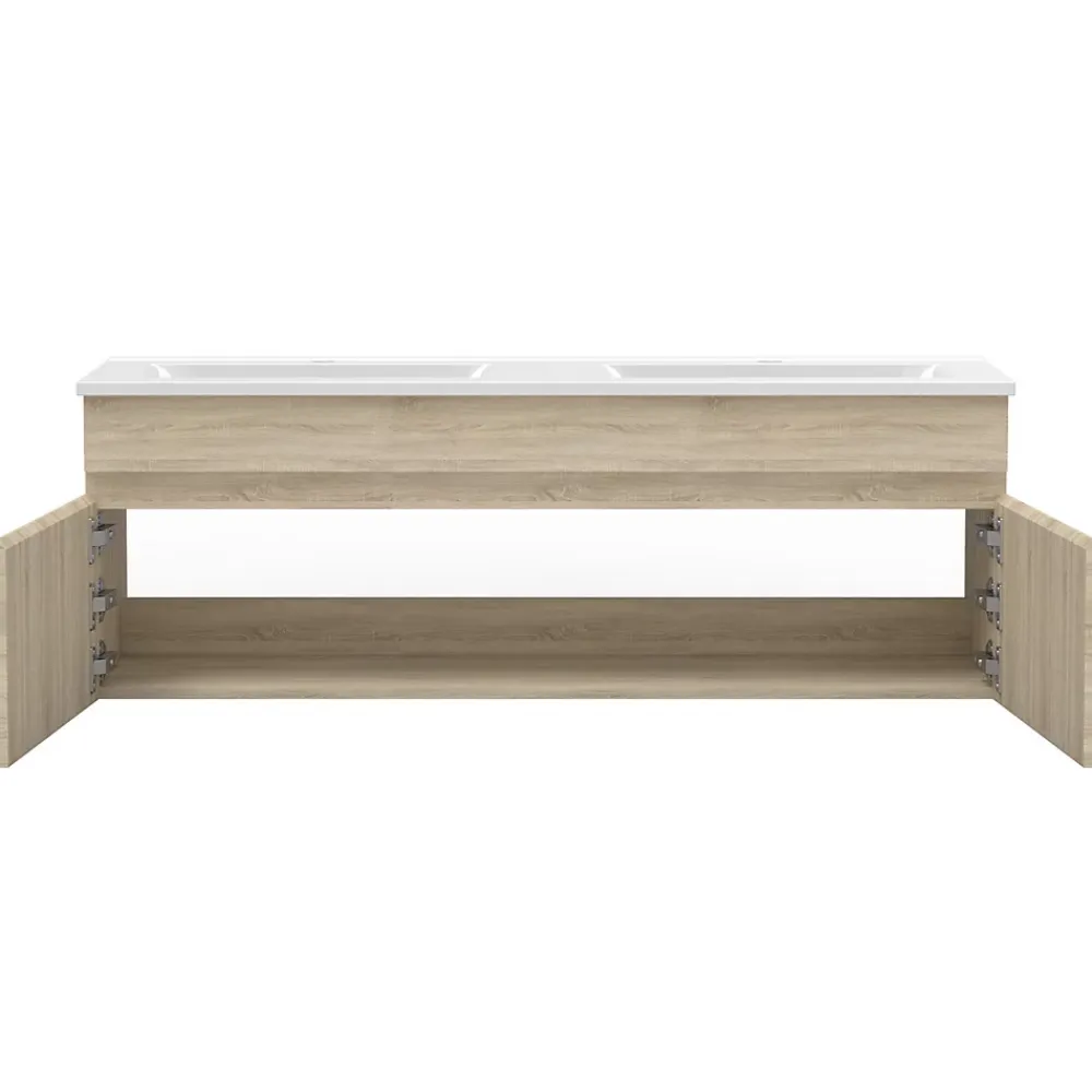 AICA Sanitaire Meubles double vasque 120cm vasque + miroir 3 couleurs lumineux Chêne Wotan