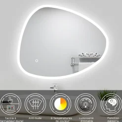 AICA Sanitaire Meubles double vasque 120cm vasque + miroir 3 couleurs lumineux Chêne Wotan