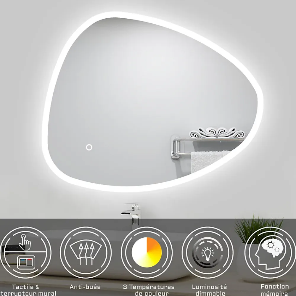 AICA Sanitaire Meubles double vasque 120cm vasque + miroir 3 couleurs lumineux Chêne Wotan