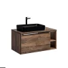 Meuble Vasque|Otitec Meubles sous vasque - 100 cm - avec Vasque à poser et Plan - BOLD OAK