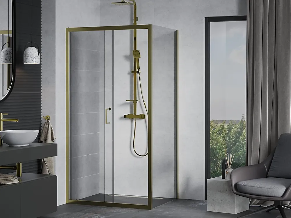 Paroi De Douche|Mexen Apia cabine de douche coulissante 100 x 90 cm, transparent, or - 840-100-090-50-00