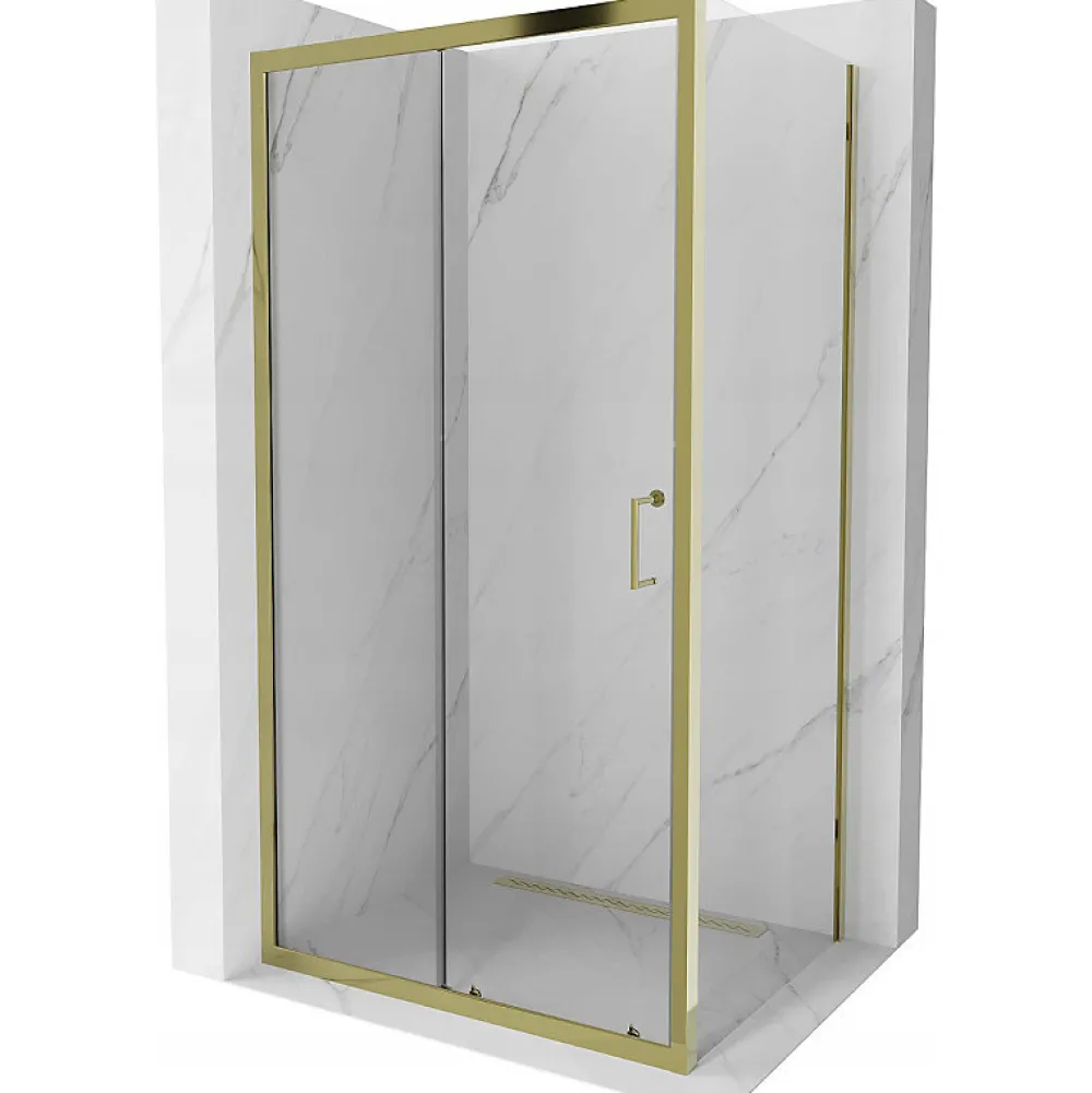 Mexen Apia cabine de douche coulissante 120 x 80 cm, transparent, or - 840-120-080-50-00