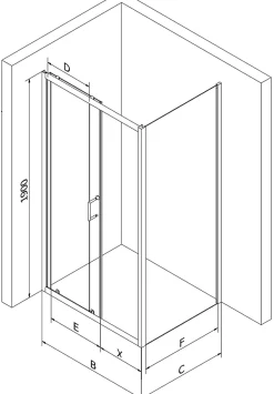 Mexen Apia cabine de douche coulissante 120 x 80 cm, transparent, or - 840-120-080-50-00