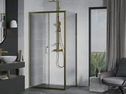 Mexen Apia cabine de douche coulissante 90 x 80 cm, transparent, or - 840-090-080-50-00