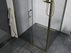 Mexen Apia cabine de douche coulissante 90 x 80 cm, transparent, or - 840-090-080-50-00