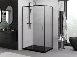 Cabine De Douche|Mexen Exo cabine de douche coulissante 110 x 70 cm, transparent, noire - 8151-110-070-70-00