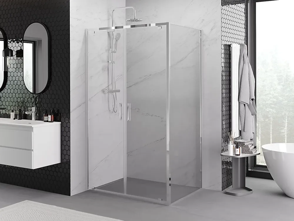 Paroi De Douche|Mexen Exo cabine de douche pivotante 100 x 75 cm, transparent, chrome - 8182-100-075-01-00