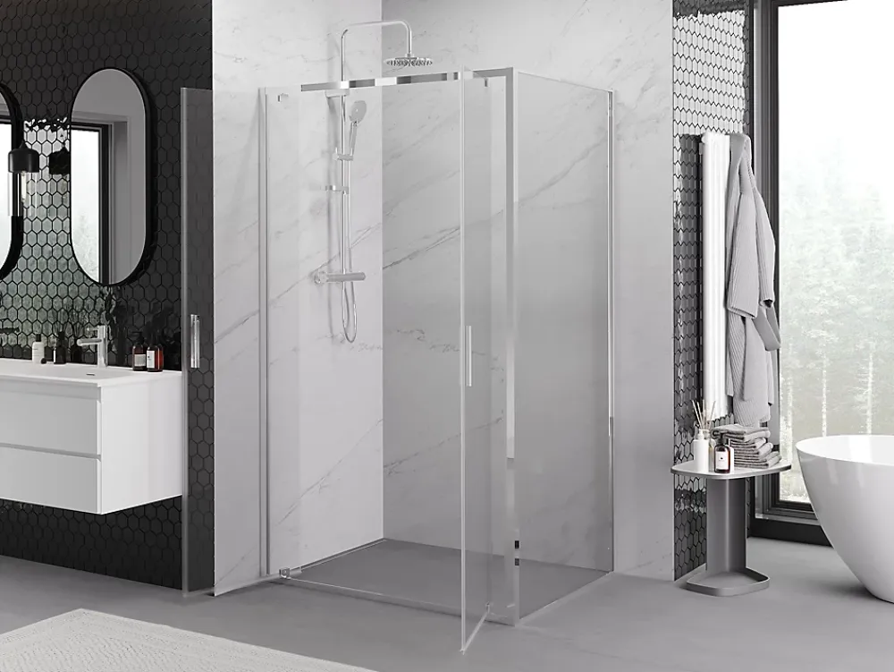 Paroi De Douche|Mexen Exo cabine de douche pivotante 100 x 75 cm, transparent, chrome - 8182-100-075-01-00