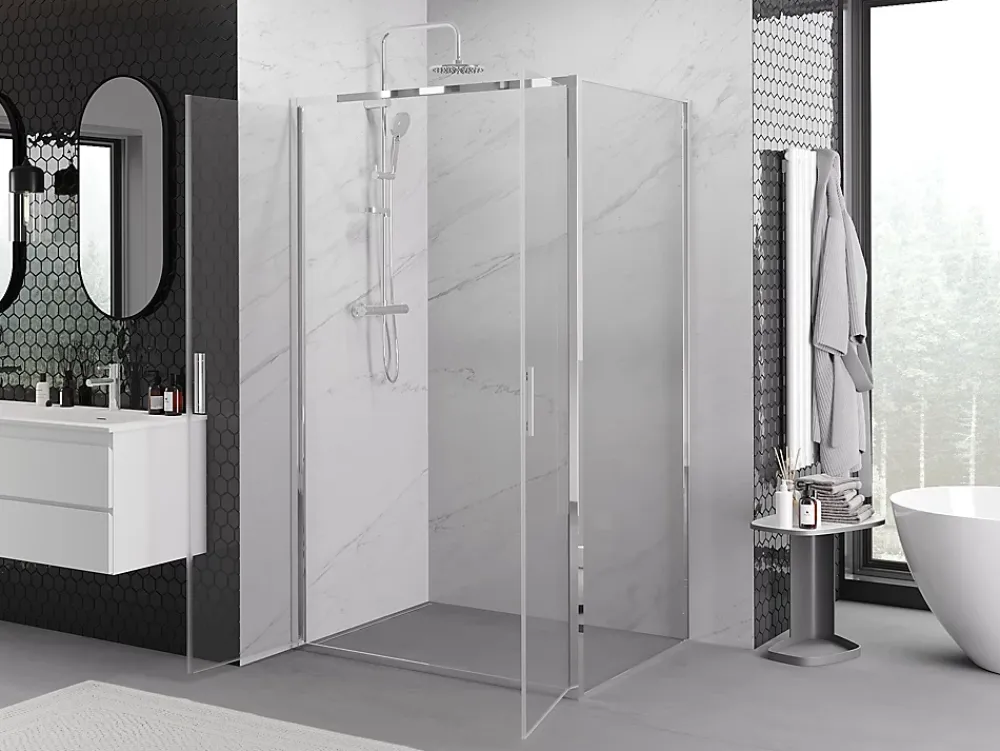 Mexen Exo cabine de douche pivotante 100 x 75 cm, transparent, chromé - 814-100-075-01-00