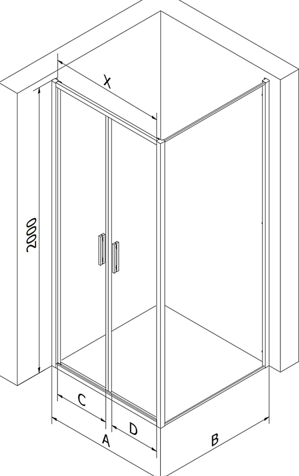 Mexen Exo cabine de douche pivotante 100 x 75 cm, transparent, chromé - 814-100-075-01-00