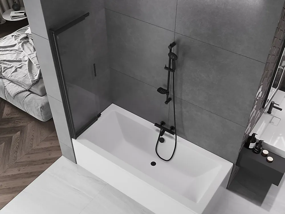 Mexen Fox paroi de douche 2 volets coulissante 85 x 150 cm, transparent, noir - 891-085-002-70-00