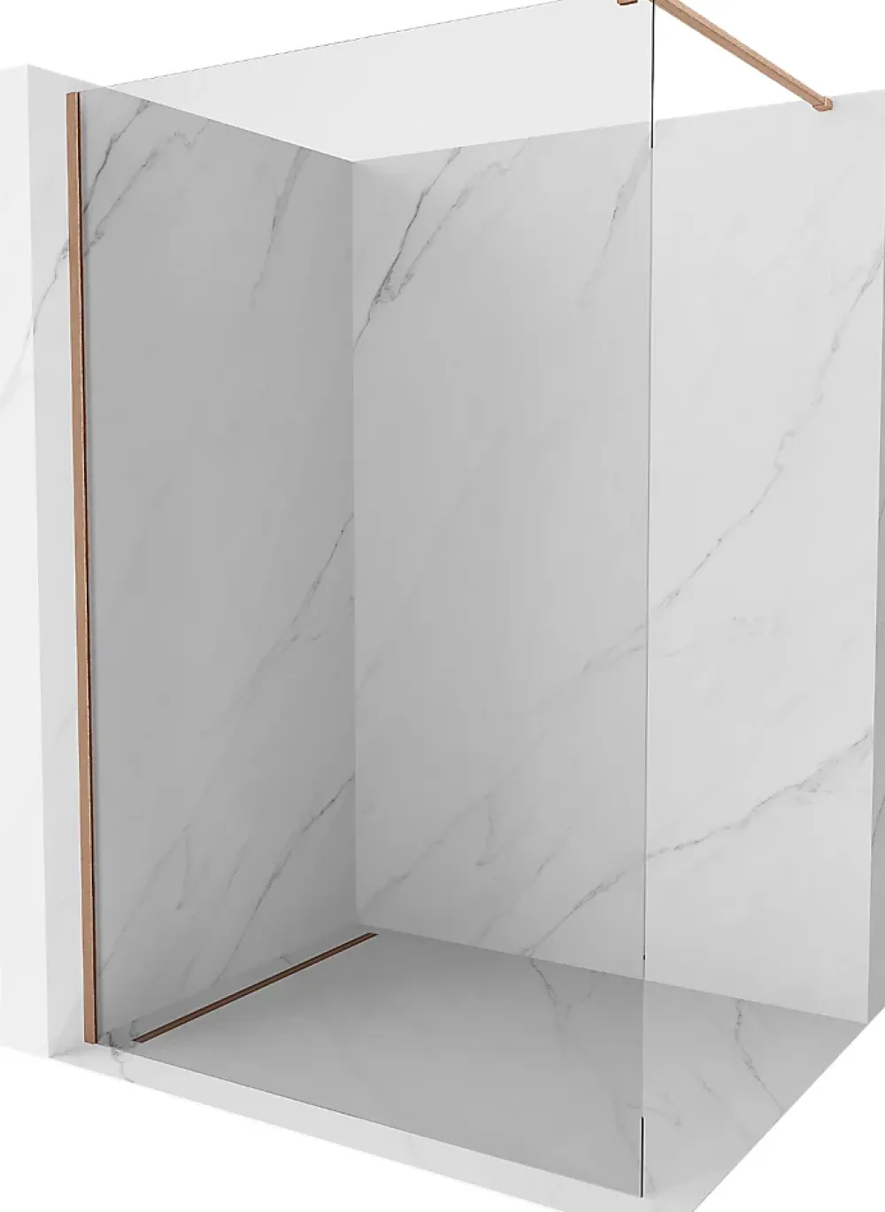 Paroi De Douche|Mexen Kioto paroi de douche Walk-in 120 x 200 cm, transparent 8 mm, cuivre brossé - 800-120-101-65-00
