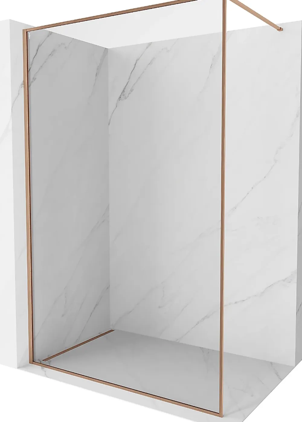 Mexen Kioto-F paroi de douche Walk-in avec cadre 50 x 202 cm, transparent 8 mm, cuivre brossé - 800-050-104-65-00