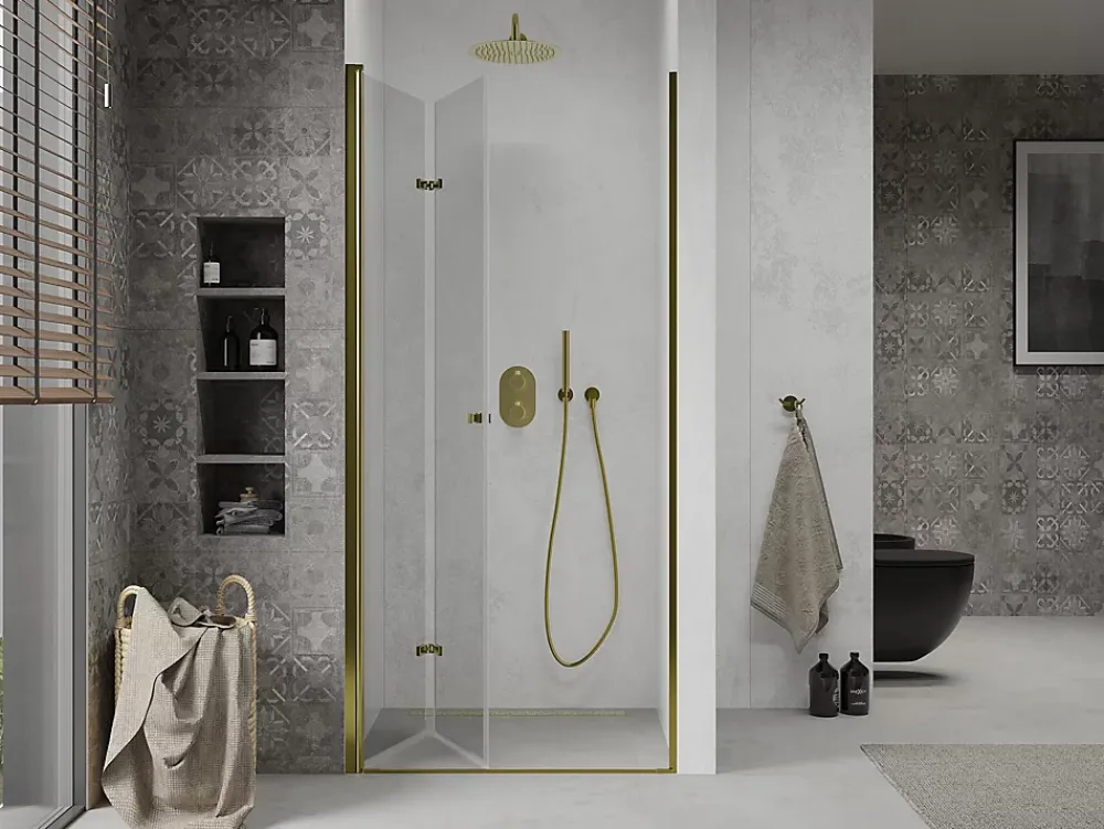 Mexen Lima portes de douche pliantes 100 cm, transparentes, dorées - 856-100-000-50-00
