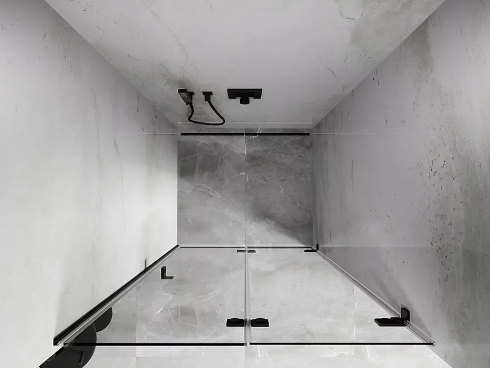 Mexen Lunar-F porte de douche pliante droite 65 cm, transparentes, noires - 836-065-000-70-00-P