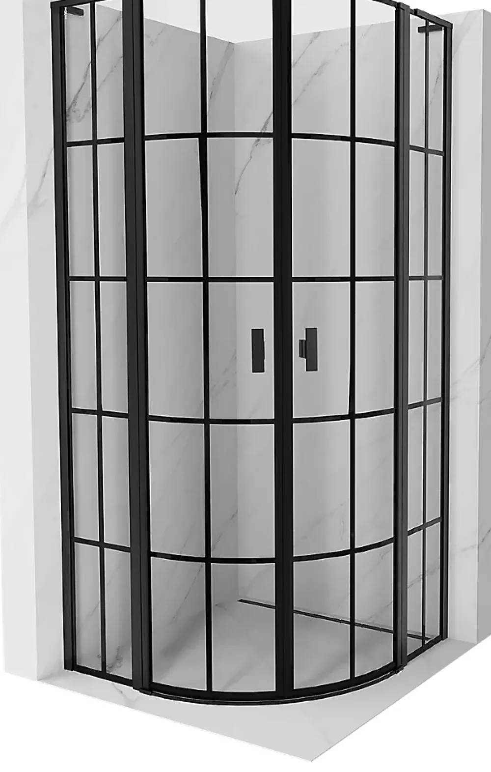 Mexen Mist L cabine de douche quart-de-rond pivotante 90 x 90 cm, grille noire, noir - 8A32L-090-090-70-77