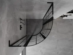 Mexen Mist L cabine de douche quart-de-rond pivotante 90 x 90 cm, grille noire, noir - 8A32L-090-090-70-77