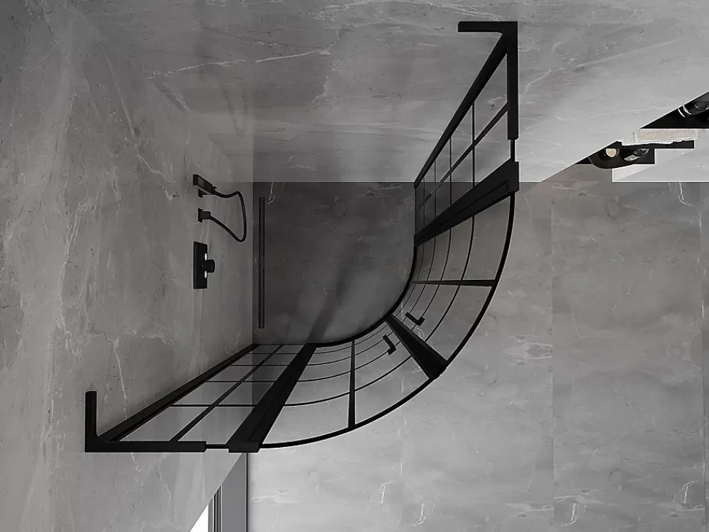 Mexen Mist L cabine de douche quart-de-rond pivotante 90 x 90 cm, grille noire, noir - 8A32L-090-090-70-77