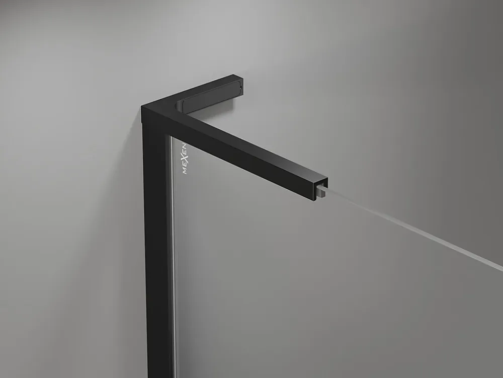 Mexen Mist L cabine de douche quart-de-rond pivotante 90 x 90 cm, grille noire, noir - 8A32L-090-090-70-77