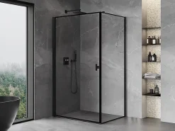 Mexen Mist-B cabine de douche pivotante gauche 100 x 85 cm, cadre noir, noir - 8A2T-100-085-70-70-L