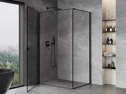 Mexen Mist-B cabine de douche pivotante gauche 100 x 85 cm, cadre noir, noir - 8A2T-100-085-70-70-L