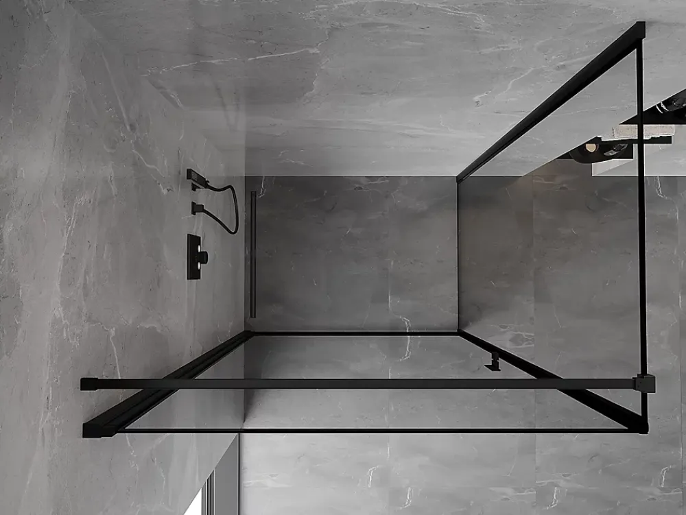 Mexen Mist-B cabine de douche pivotante gauche 100 x 85 cm, cadre noir, noir - 8A2T-100-085-70-70-L