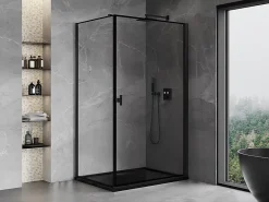 Cabine De Douche|Mexen Mist-B cabine de douche pivotante droite 80 x 110 cm, cadre noir, noir - 8A2T-080-110-70-70-P