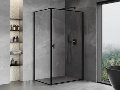 Cabine De Douche|Mexen Mist-B cabine de douche pivotante droite 70 x 80 cm, cadre noir, noir - 8A2T-070-080-70-70-P