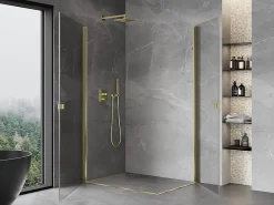 Cabine De Douche|Mexen Mist-B Duo cabine de douche pivotante 100 x 95 cm, transparent, doré - 8A2-100-095-50-00